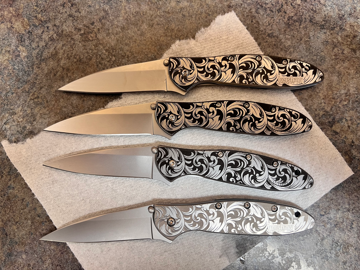 KERSHAW LEEK - SCROLL ENGRAVED