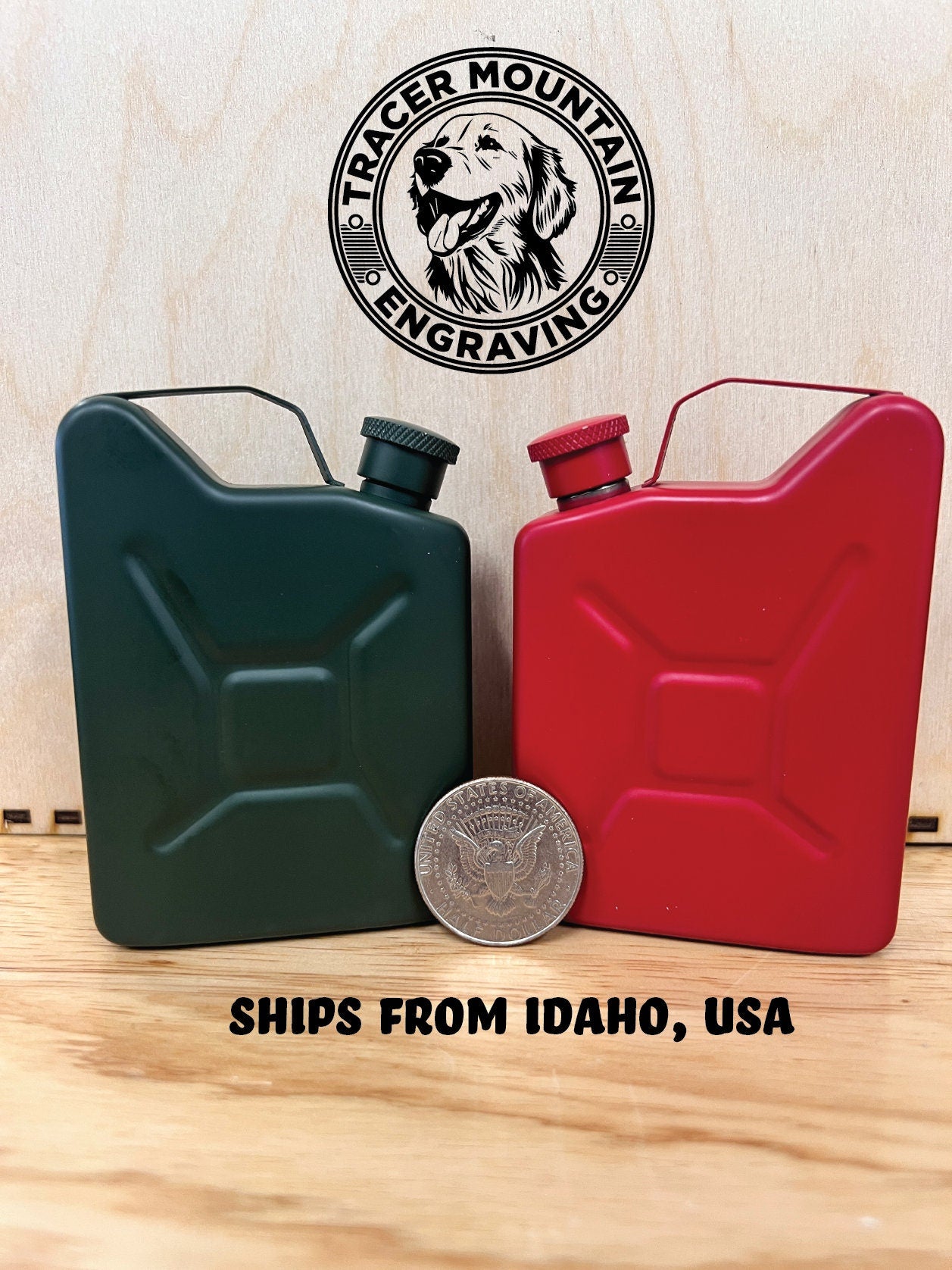 NATO Style Fuel Can/Jerry Can Flask - 5oz Blank - Fuel Red or NATO Green